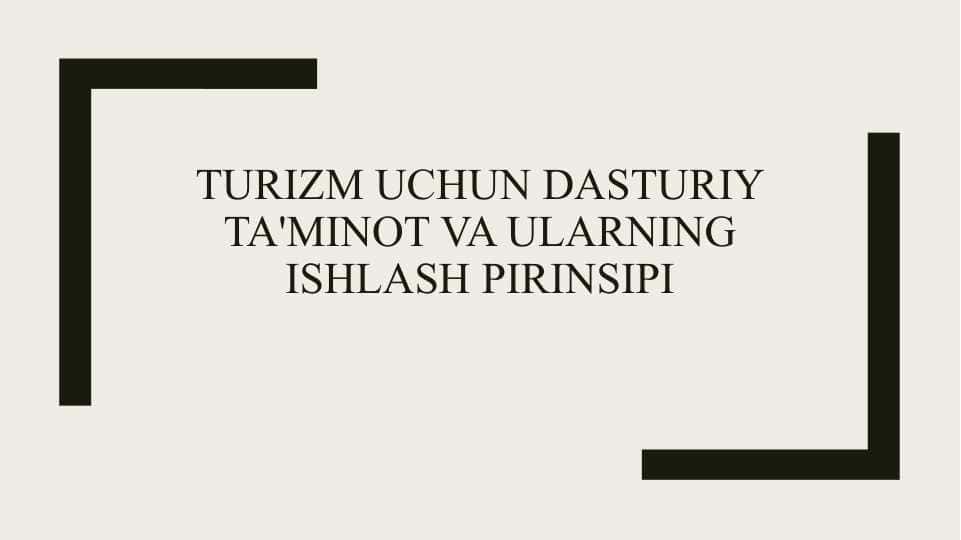 Turizm uchun dasturiy ta'minot va ularning ishlash pirinsipi
