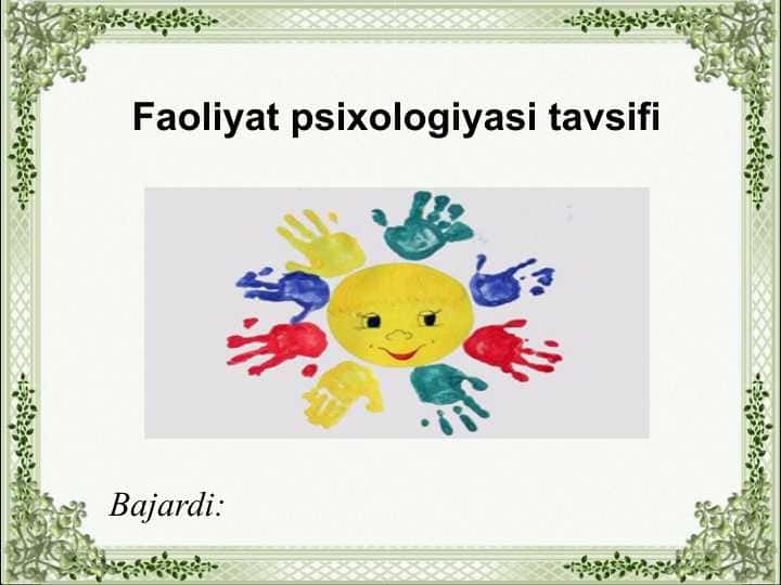 Faoliyat psixologiyasi tavsifi