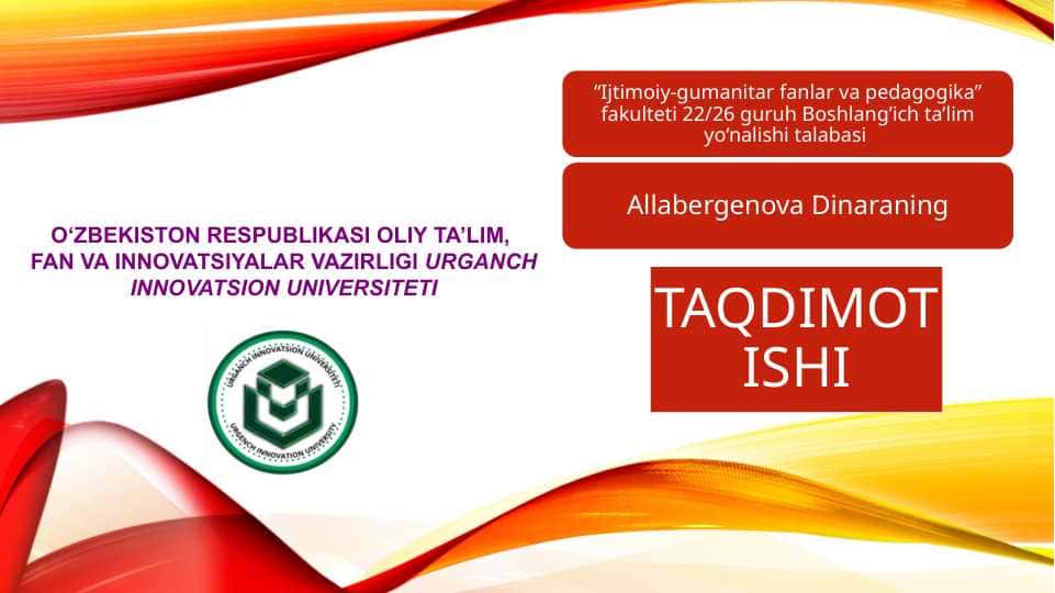 1-2-SINFLARDA O'QUVCHILARNING MATEMATIKADAN MUSTAQIL ISHLARINI TASHKIL QILISH METODIKASI PPT