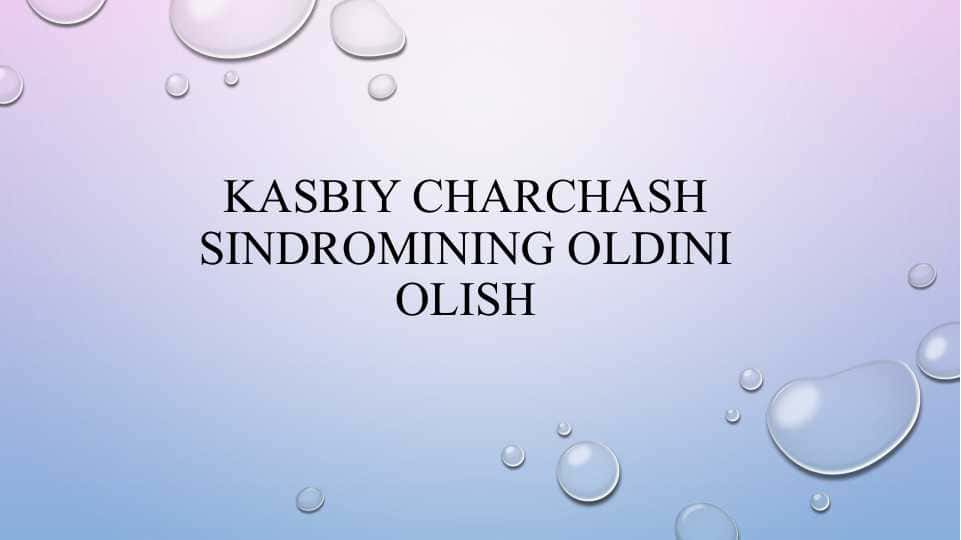 Kasbiy charchash sindromining oldini olish