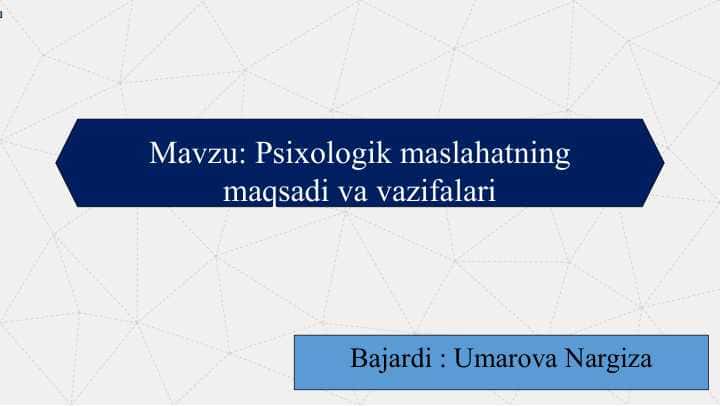 Psixologik maslahatning maqsadi va vazifalari slayd 40 bet