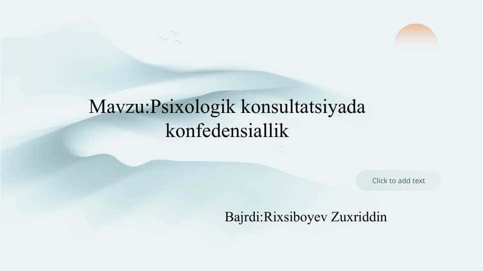 Psixologik konsultatsiyada konfedensiallik slayd