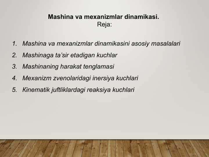 Mashina va mexanizmlar dinamikasi