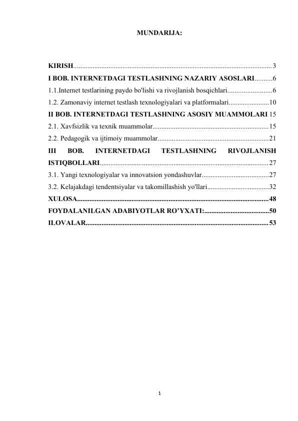 INTERNETDAGI TESTLAR YANGI MUAMMOLARI VA ISTIQBOLLARI