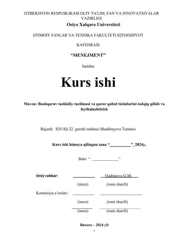 Boshqaruv tashkiliy tuzilmasi va qaror qabul tizimlarini tadqiq.docx