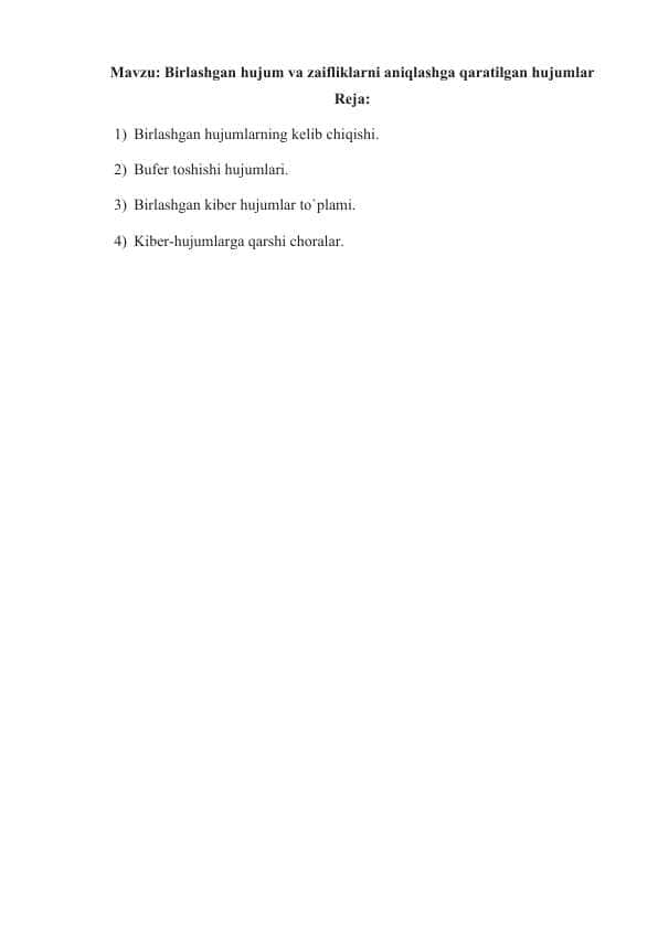 Birlashgan hujum va zaifliklarni aniqlashga qaratilgan hujumlar