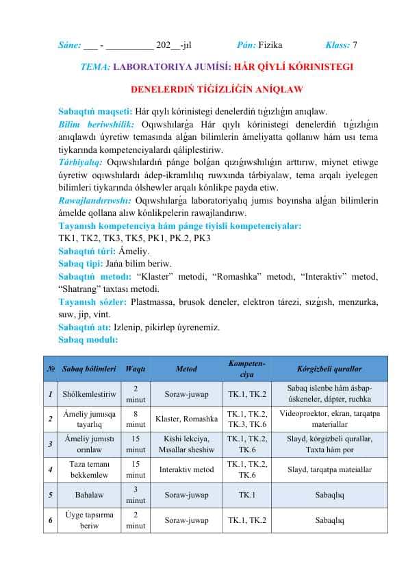 Hár qıylı kórinistegi denelerdiń tıǵızlıǵın anıqlaw