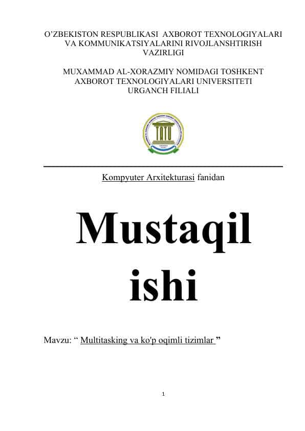 Multitasking va ko'p oqimli tizimlar
