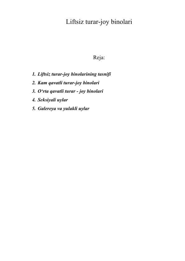 Liftsiz turar-joy binolari