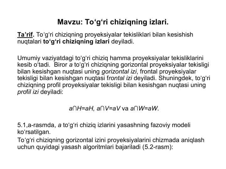 To‘g‘ri chiziqning izlari