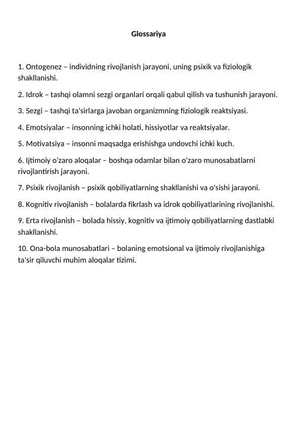 Glossariya psixologiya