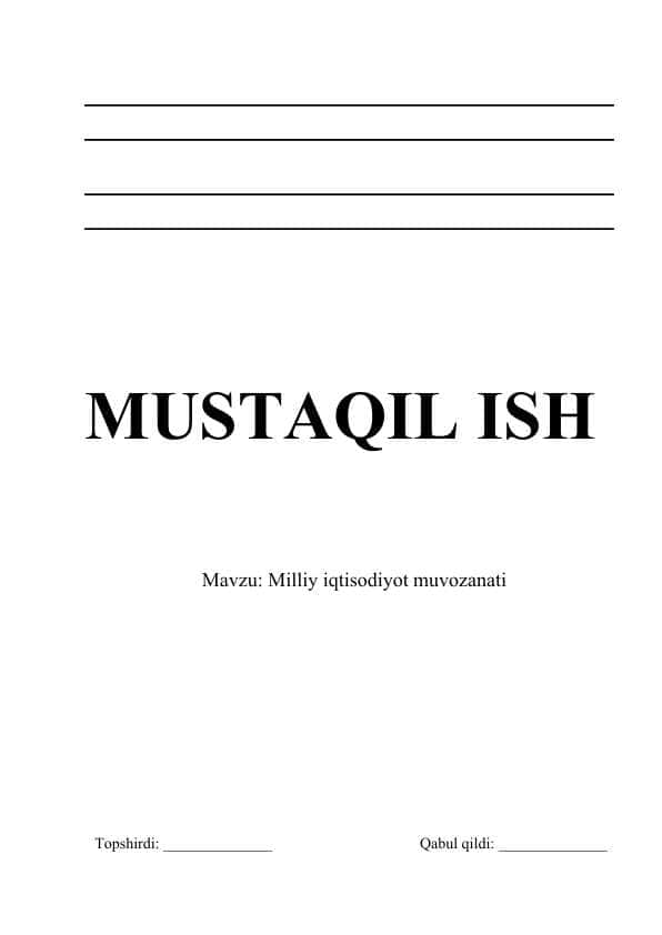 Iqtisodiy muvozanat mavzusida mustaqil ish (REFERAT)