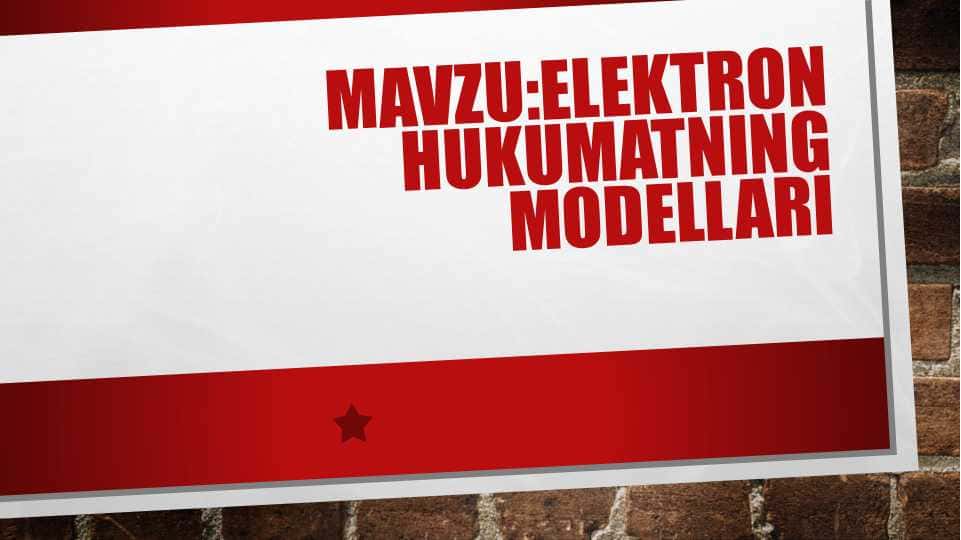 Elektron hukumatning modellari