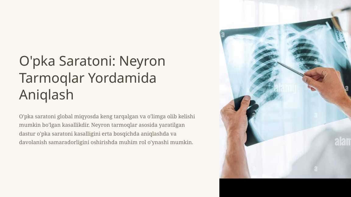 O'pka saratoni: Neyron Tarmoqlar Yordamida Aniqlash