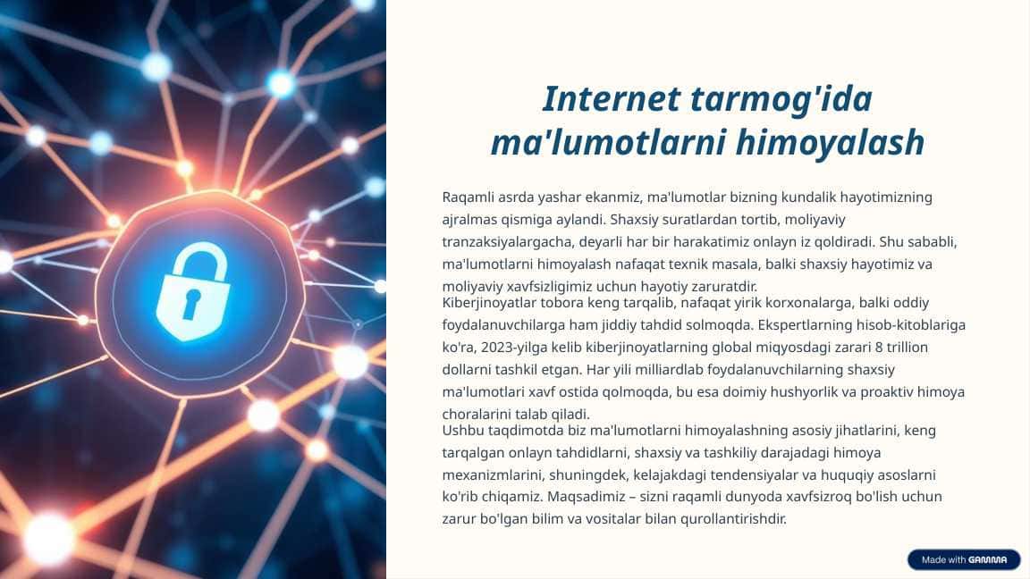 Internet tarmog'ida ma'lumotlarni himoyalash