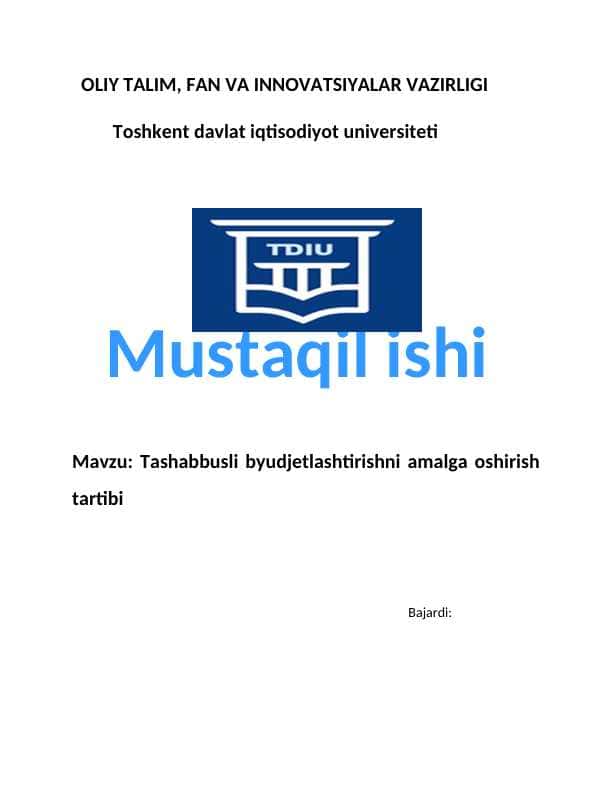 Tashabbusli byudjetlashtirishni amalga oshirish tartibi