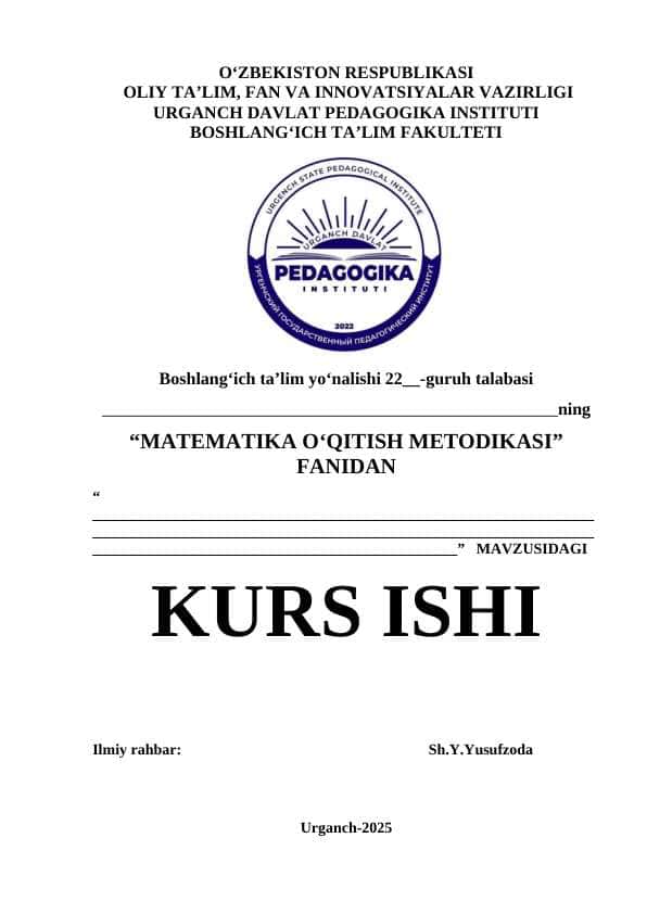 MATEMATIKA DARSLARIDA Og‘zaki topshiriqlaRDAN FOYDALANISH