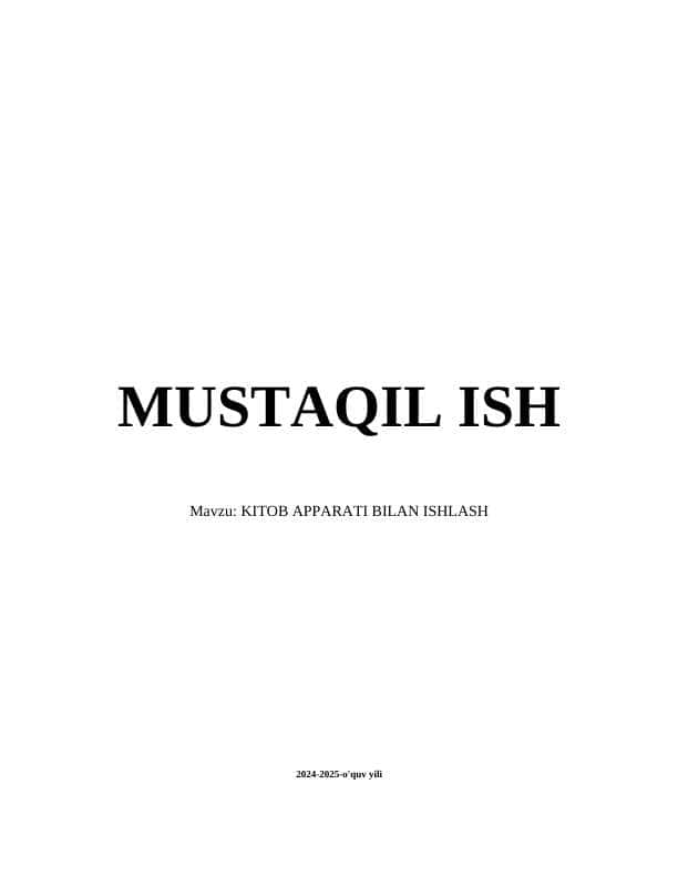 KITOB APPARATI BILAN ISHLASH