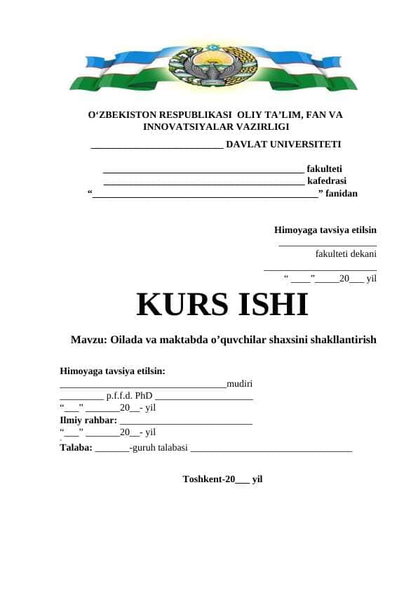 Oilada va maktabda o’quvchilar shaxsini shakllantirish