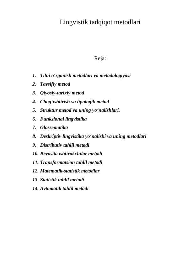 Lingvistik tadqiqot metodlari