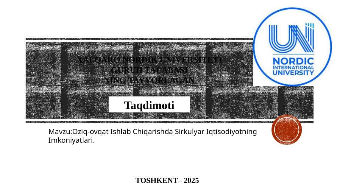 Oziq-ovqat Ishlab Chiqarishda Sirkulyar Iqtisodiyotning Imkoniyatlari.