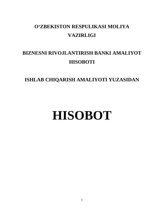 BIZNESNI RIVOJLANTIRISH BANKI