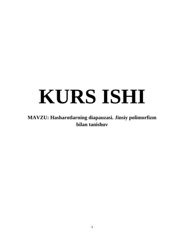 Hasharotlarning diapauzasi. Jinsiy polimorfizm bilan tanishuv