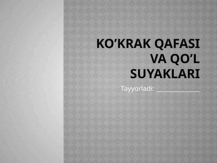 Ko’krak qafasi va qo’l suyaklari