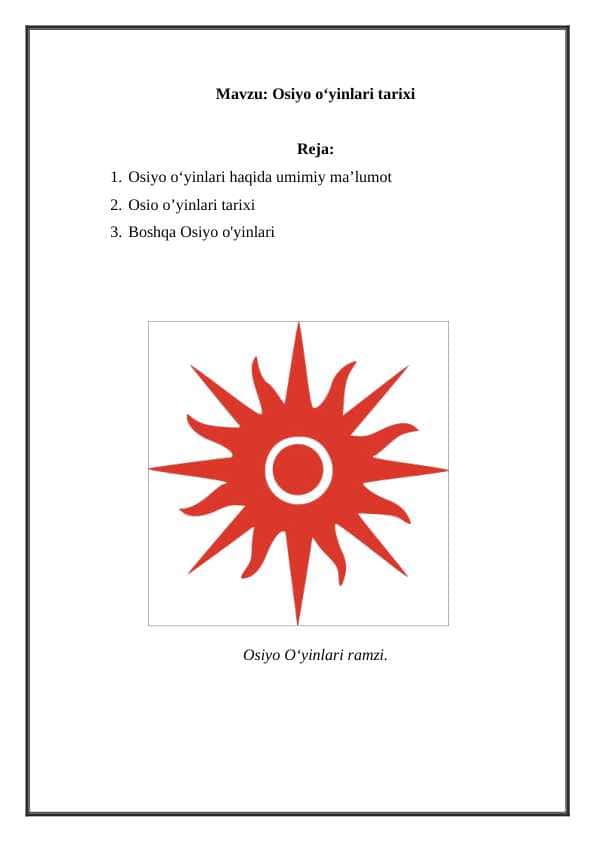 Osiyo oʻyinlari tarixi