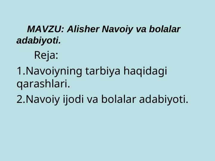 Alisher Navoiy va bolalar adabiyoti