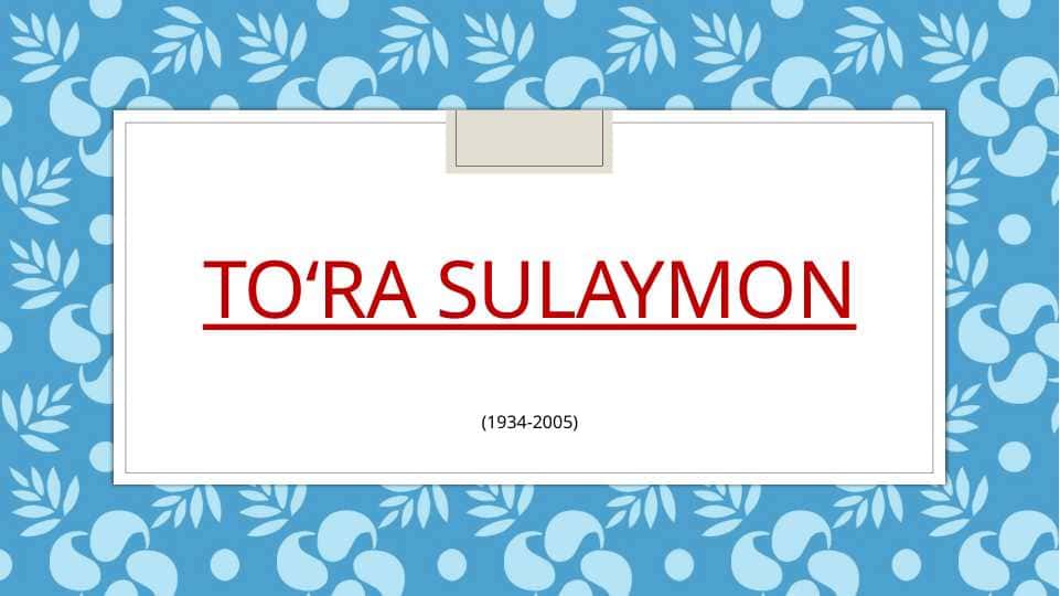To‘ra Sulaymon