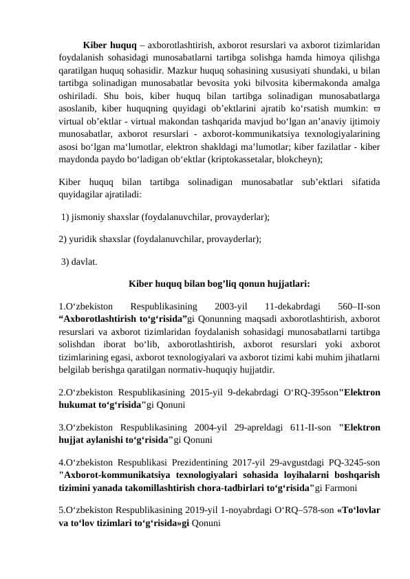Kiber huquq, yuridik terminlar kitobi