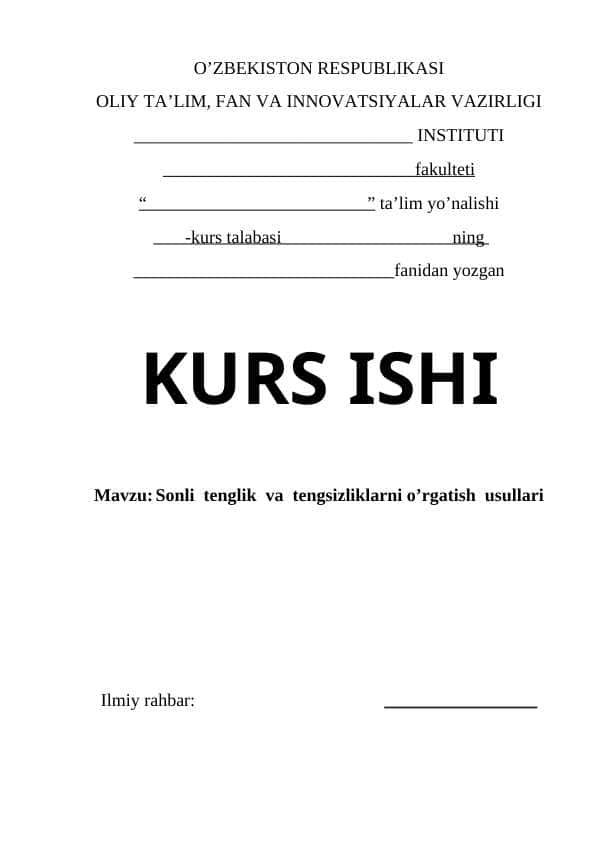Sonli tenglik va tengsizliklarni o’rgatish usullari