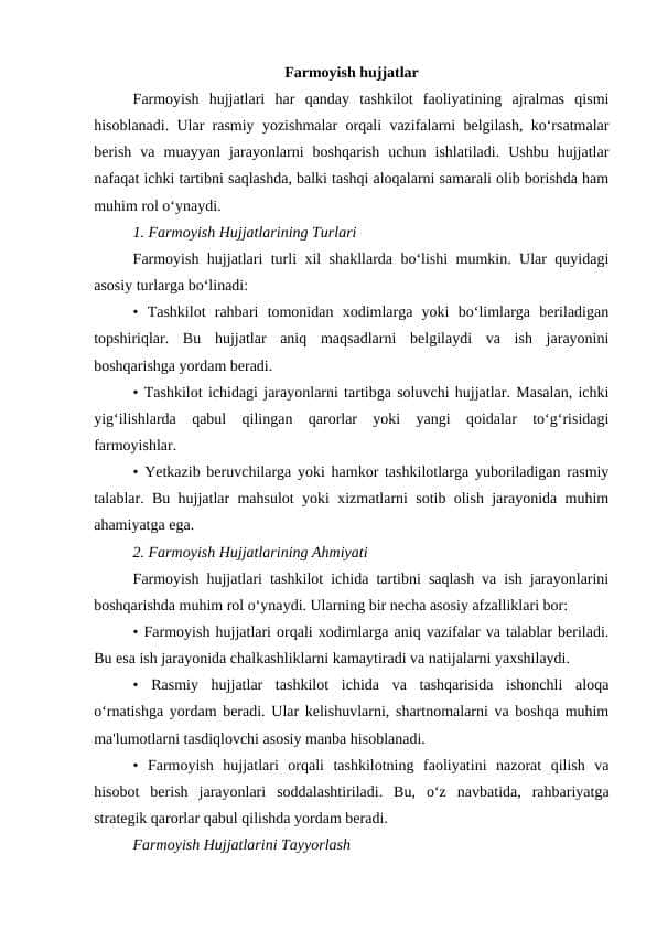 Farmoyish hujjatlar