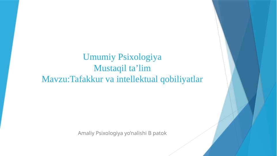 Tafakkur va intellektual qobiliyatlar