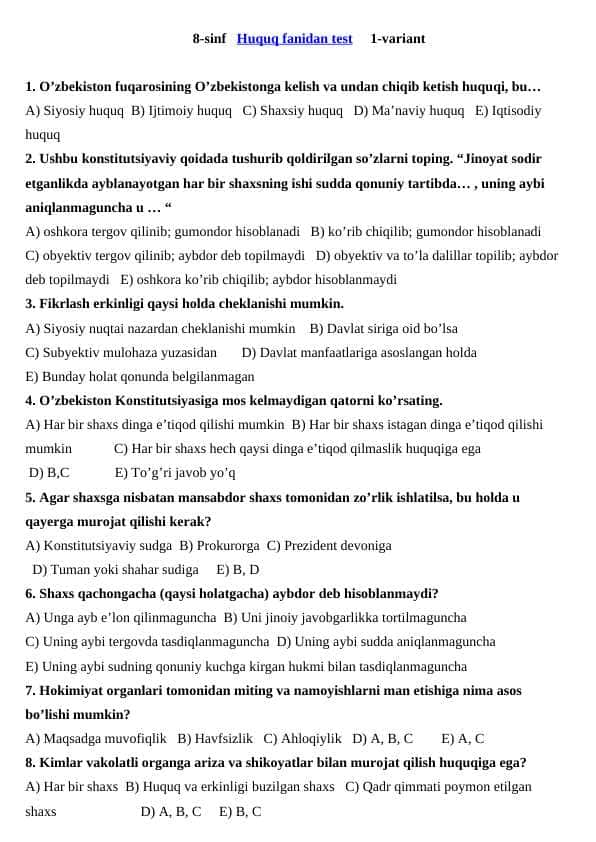 Huquq test 5
