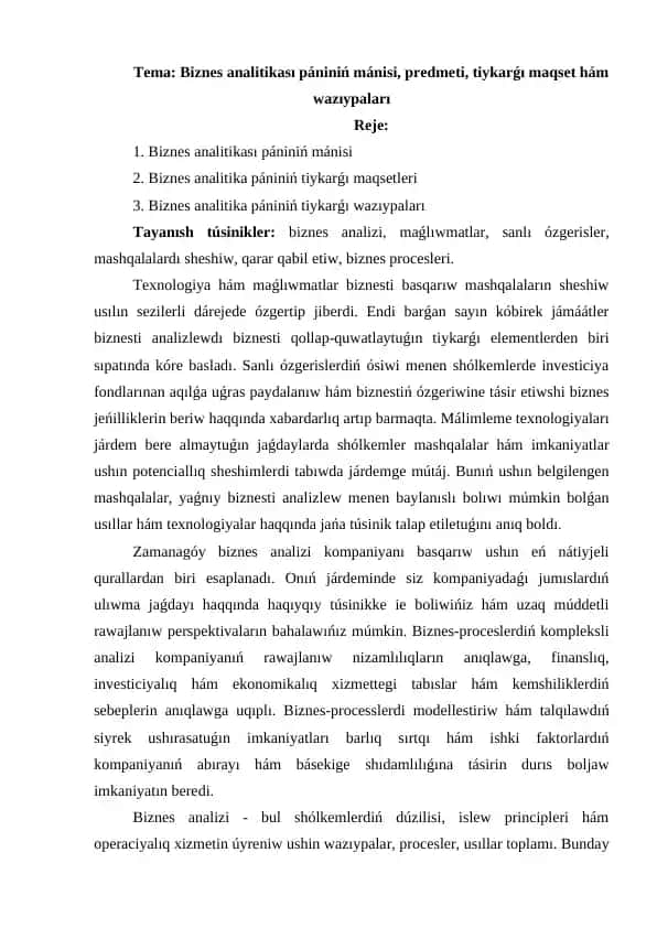 Biznes analitikasi