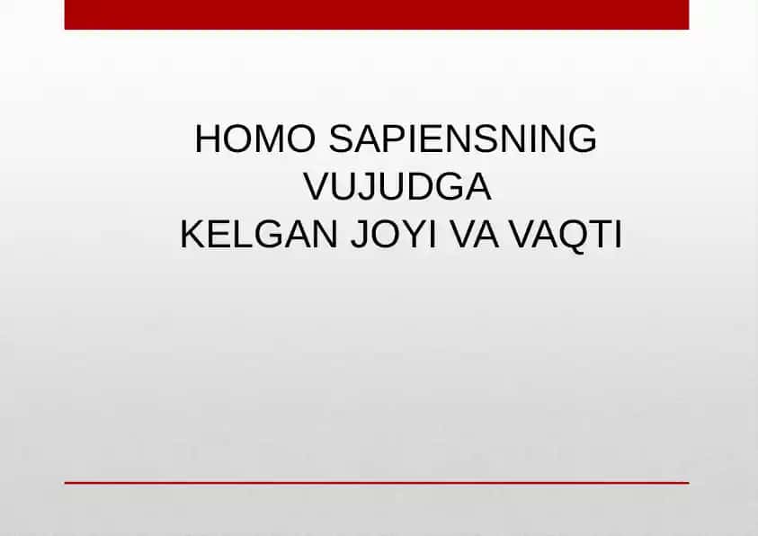 Homo Sapiensning Evolyutsiyasi