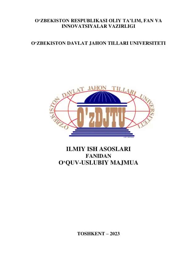 O`UM Ilmiy ish asoslari UMK / ilmiy tadqiqot asoslari / ilmiy ijodiy izlanish