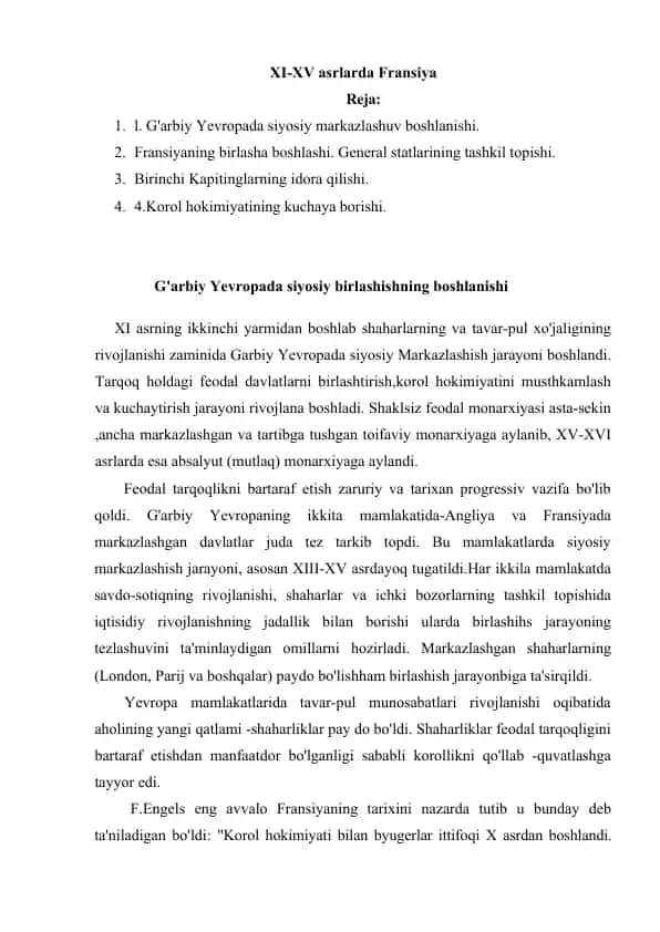 XI-XV asrlarda Fransiya