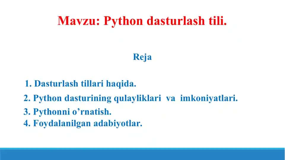 Python dasturlash tili. Taqdimot 11 bet.