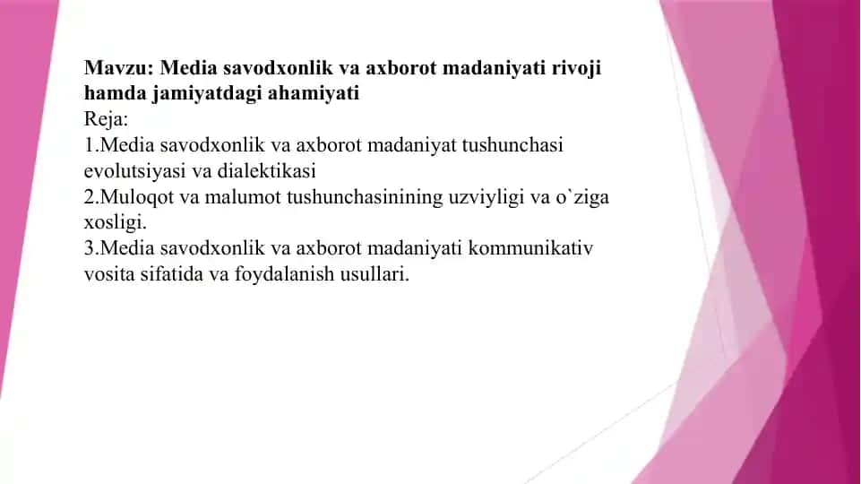 Media savodxonlik va axborot madaniyati
