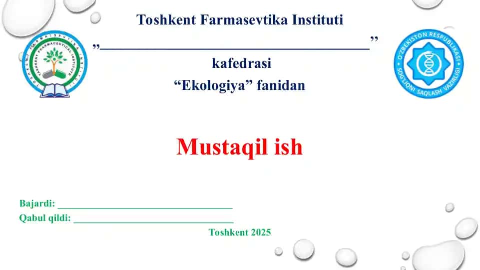 18. Ekologiya va inson salomatligi. Taqdimot 11 bet.
