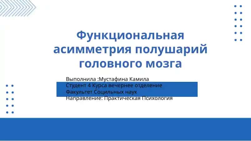 Функциональная асимметрия полушарий головного мозга