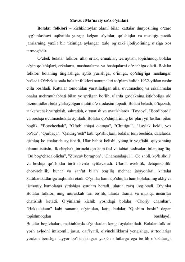Ma’naviy so’z o’yinlari