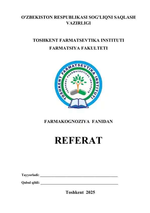Tarkibida vitaminlar bo‘lgan dorivor o‘simliklar va mahsulotlar. Referat 10 bet