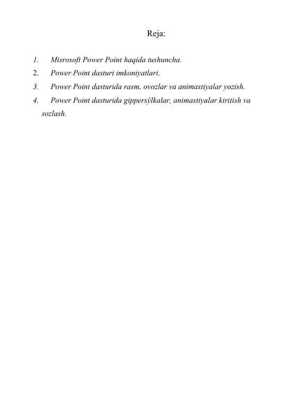Microsoft Powerpoint 2019 bilan ishlash