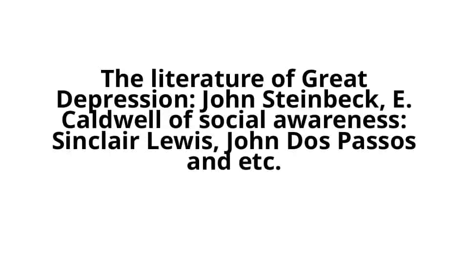 The literature of Great Depression