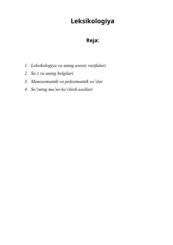 Leksikologiya