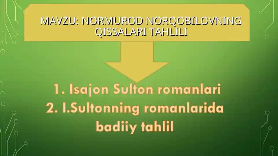 Normurod Norqobilovning qissalari tahlili